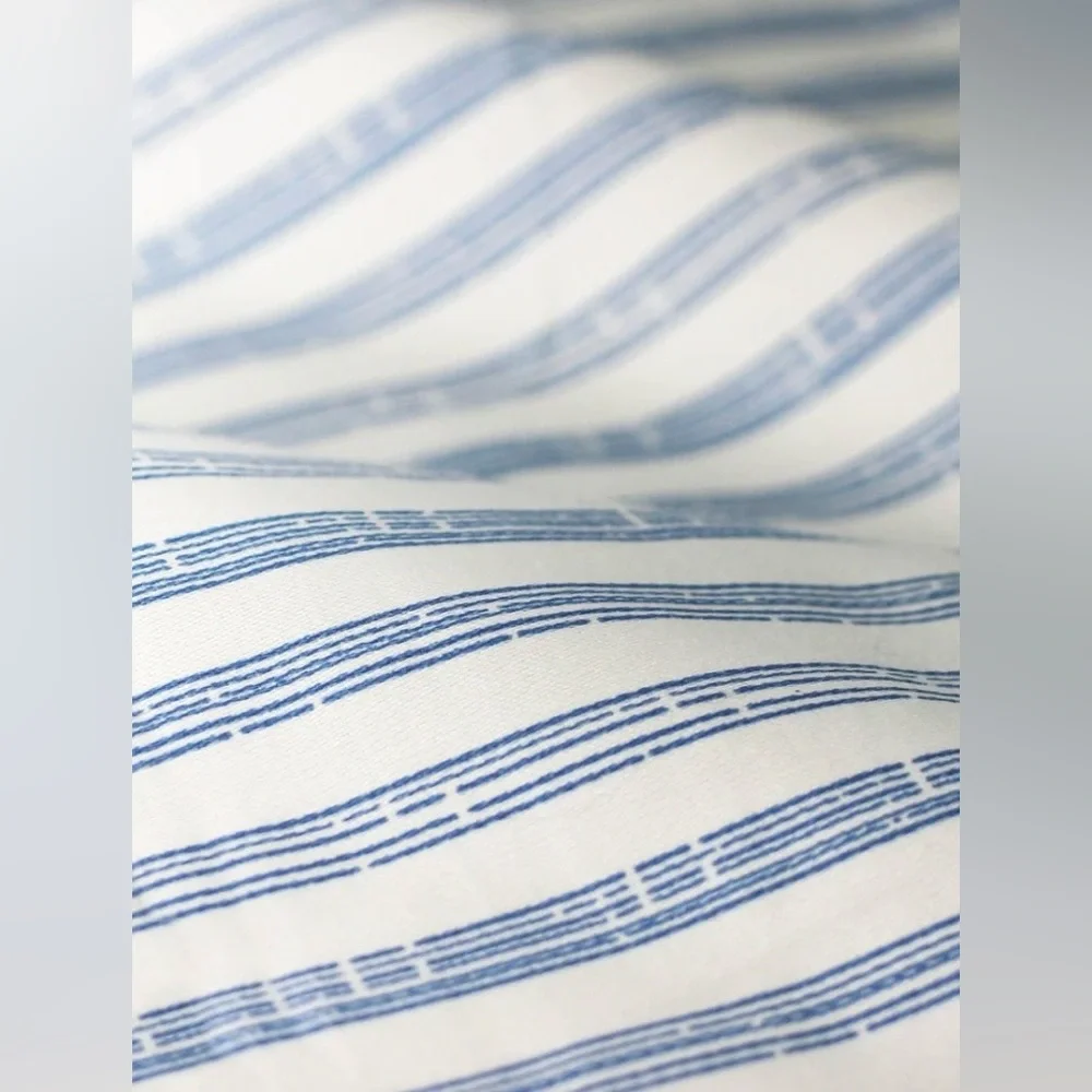Printed Design Cotton Collection 400 Thread Count Navy Bamboo Strip Duvet Set Qn